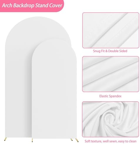 Arch Backdrop Cover, 7.2ft & 6ft, Arch Covers Stretchy Backdrop, White in White, alternate view 3