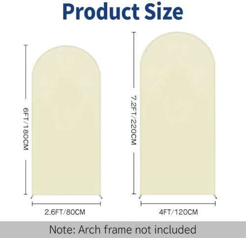 Arch Backdrop Cover - 7.2ft/6ft Double-Sided Stretch Spandex Beige Arch Cover for Wedding Birthday Party, alternate view 2