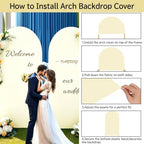 Arch Backdrop Cover - 7.2ft/6ft Double-Sided Stretch Spandex Beige Arch Cover for Wedding Birthday Party, alternate view 4