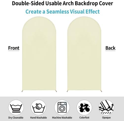 Arch Backdrop Cover - 7.2ft/6ft Double-Sided Stretch Spandex Beige Arch Cover for Wedding Birthday Party, alternate view 5