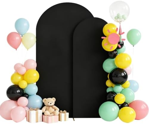 Arch Backdrop Cover - 7.2ft/6ft Double-Sided Stretch Spandex Black Arch Cover for Wedding Birthday Party