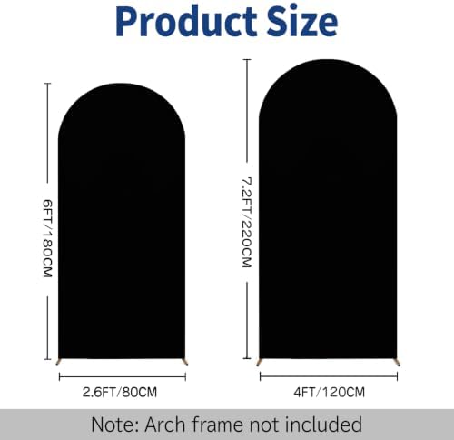 Arch Backdrop Cover - 7.2ft/6ft Double-Sided Stretch Spandex Black Arch Cover for Wedding Birthday Party, alternate view 2