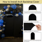 Arch Backdrop Cover - 7.2ft/6ft Double-Sided Stretch Spandex Black Arch Cover for Wedding Birthday Party, alternate view 4