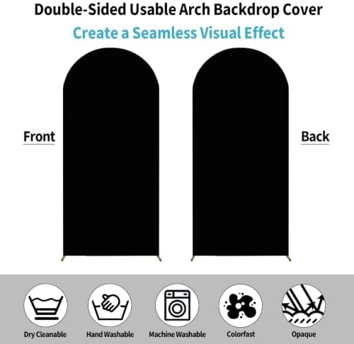 Arch Backdrop Cover - 7.2ft/6ft Double-Sided Stretch Spandex Black Arch Cover for Wedding Birthday Party, alternate view 5