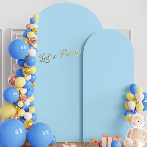 Arch Backdrop Cover 7.2FT, 6FT Dusty Blue Arch Covers Stretchy in 7.2FT,6FT in Dusty Blue, alternate view 3