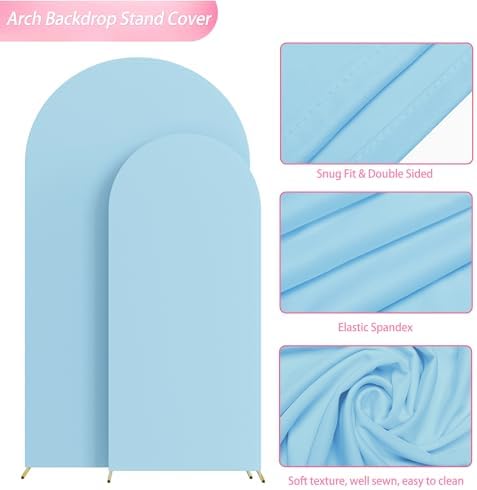 Arch Backdrop Cover 7.2FT, 6FT Dusty Blue Arch Covers Stretchy in 7.2FT,6FT in Dusty Blue, alternate view 5