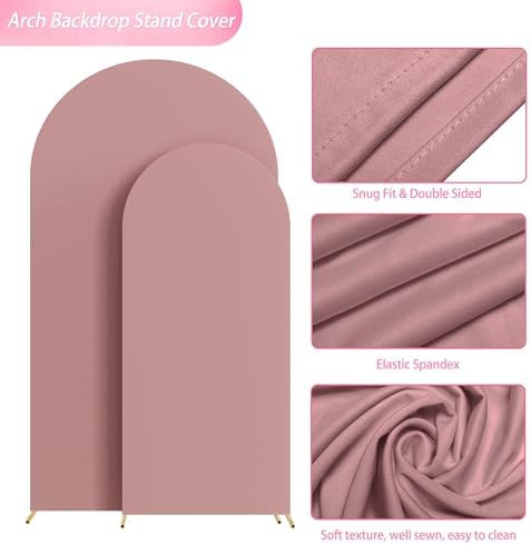 Arch Backdrop Cover 7.2FT, 6FT Light Rose Arch Cover Stretchy in 7.2FT,6FT in Light Dusty Rose, alternate view 5
