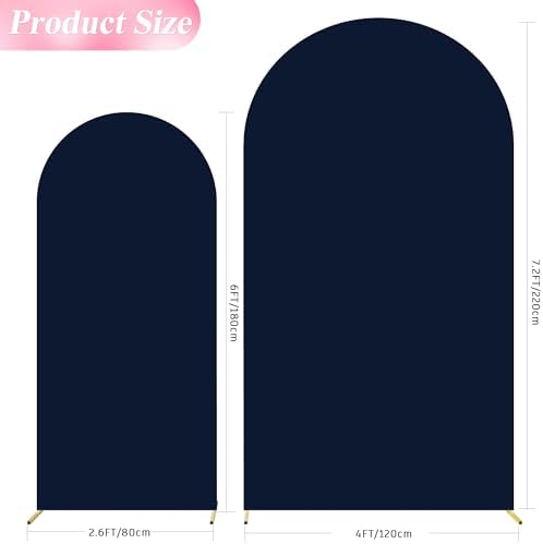 Arch Backdrop Cover 7.2FT, 6FT Nude Brown Arch Cover Stretchy in 7.2FT,6FT in Navy Blue, alternate view 2