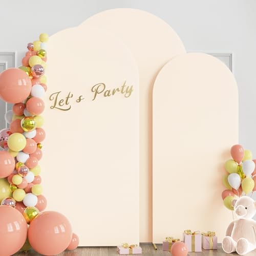 Arch Backdrop Cover 8FT,7.2FT,6.6FT Beige Arch Covers Stretchy, alternate view 2