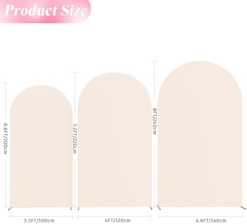 Arch Backdrop Cover 8FT,7.2FT,6.6FT Beige Arch Covers Stretchy, alternate view 3