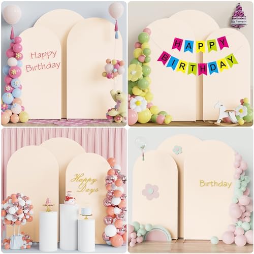 Arch Backdrop Cover 8FT,7.2FT,6.6FT Beige Arch Covers Stretchy, alternate view 4