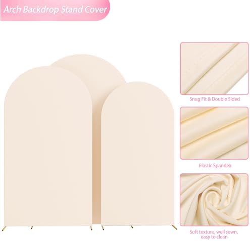 Arch Backdrop Cover 8FT,7.2FT,6.6FT Beige Arch Covers Stretchy, alternate view 5