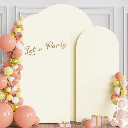 Arch Backdrop Cover 8FT,7.2FT,6.6FT Ivory Arch Covers Stretchy, alternate view 2