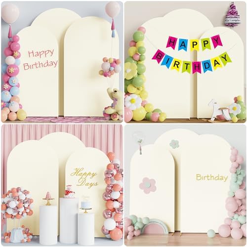 Arch Backdrop Cover 8FT,7.2FT,6.6FT Ivory Arch Covers Stretchy, alternate view 4