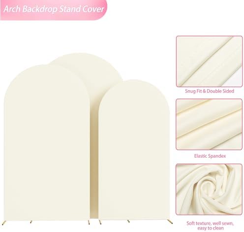 Arch Backdrop Cover 8FT,7.2FT,6.6FT Ivory Arch Covers Stretchy, alternate view 5