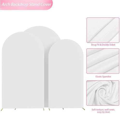 Arch Backdrop Cover 8FT,7.2FT,6.6FT White Arch Covers Stretchy, alternate view 5