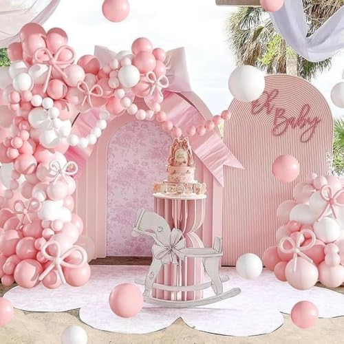 Arch Backdrop Cover Baby in Bloom Baby Shower Elastic Spandex Fabric Blue Pink Flower Floral Bows Girl Birthday, alternate