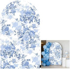 Arch Backdrop Cover Baby in Bloom Baby Shower Elastic Spandex Fabric Blue Pink Flower Floral Bows Girl Birthday