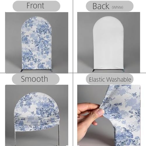 Arch Backdrop Cover Baby in Bloom Baby Shower Elastic Spandex Fabric Blue Pink Flower Floral Bows Girl Birthday, alternate
