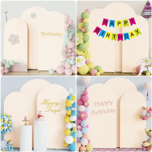Arch Backdrop Cover Beige Covers Stretchy Backdrop 7.2FT,6.6FT,6FT, alternate view 4