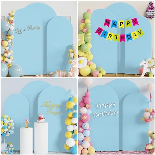 Arch Backdrop Cover Dusty Blue Cover Stretchy 7.2FT,6.6FT,6FT, alternate view 4