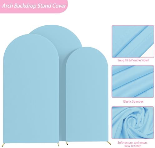 Arch Backdrop Cover Dusty Blue Cover Stretchy 7.2FT,6.6FT,6FT, alternate view 5