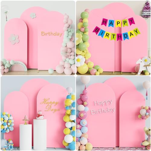 Arch Backdrop Cover Pink Covers Stretchy Backdrop 7.2FT,6.6FT,6FT, alternate view 4