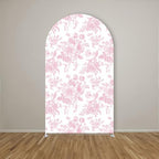 Arch Backdrop Cover Pink Floral Bows Birthday Party 2-Sided Arch Stand Spandex Fabric Covers Girls Baby Shower, alternate