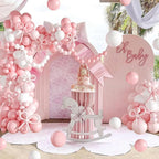 Arch Backdrop Cover Pink Floral Bows Birthday Party 2-Sided Arch Stand Spandex Fabric Covers Girls Baby Shower, alternate