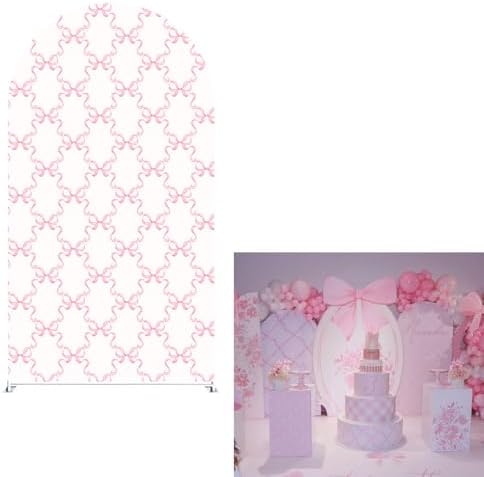 Arch Backdrop Cover Pink Floral Bows Birthday Party 2-Sided Arch Stand Spandex Fabric Covers Girls Baby Shower