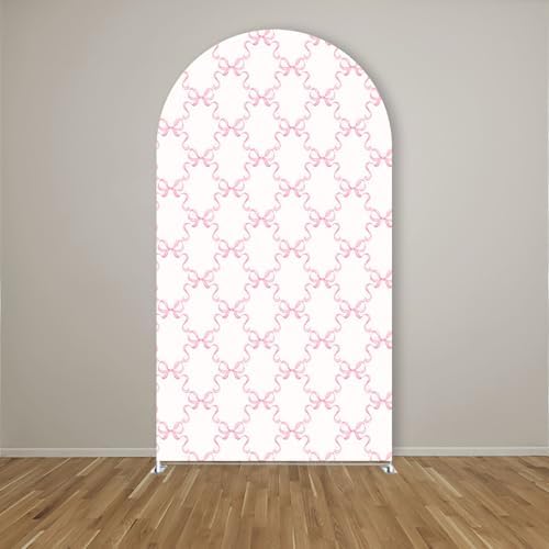 Arch Backdrop Cover Pink Floral Bows Birthday Party 2-Sided Arch Stand Spandex Fabric Covers Girls Baby Shower, alternate