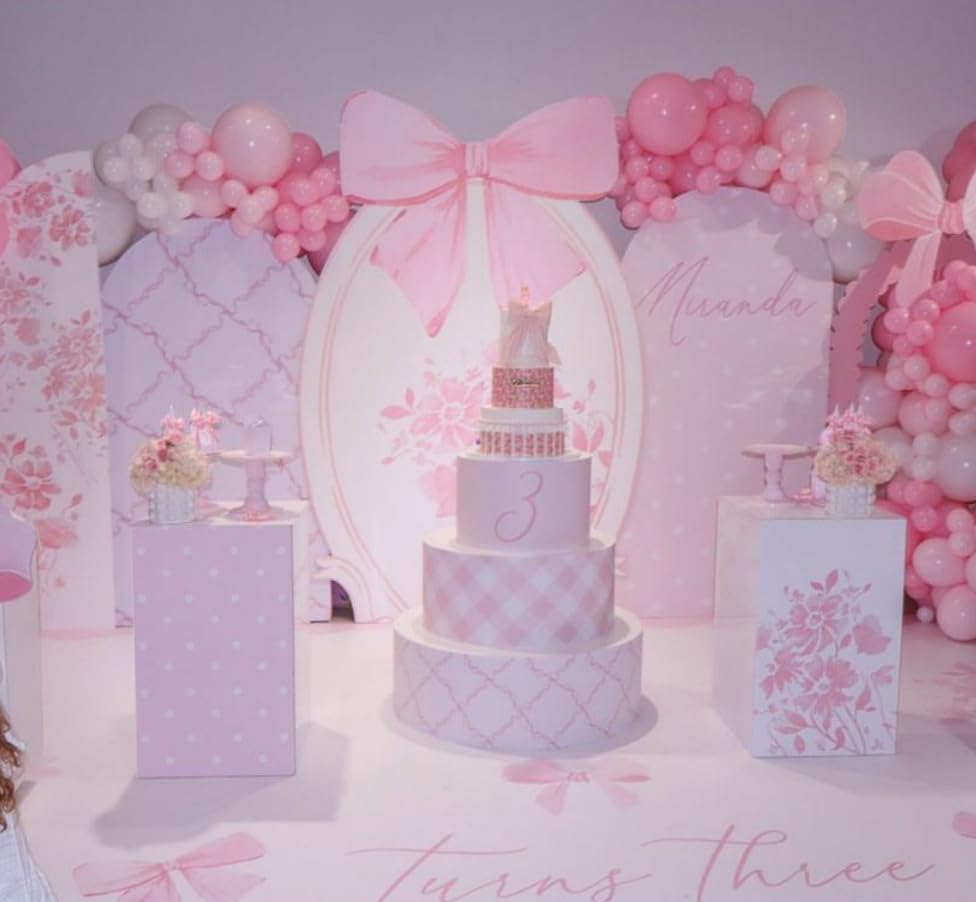 Arch Backdrop Cover Pink Floral Bows Birthday Party 2-Sided Arch Stand Spandex Fabric Covers Girls Baby Shower, alternate