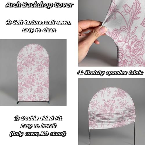 Arch Backdrop Cover Pink Floral Bows Birthday Party 2-Sided Arch Stand Spandex Fabric Covers Girls Baby Shower, alternate