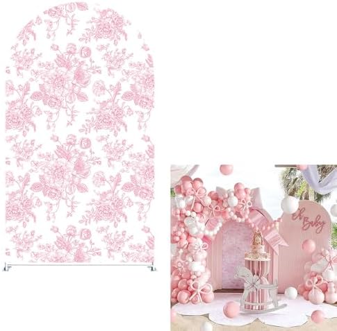 Arch Backdrop Cover Pink Floral Bows Birthday Party 2-Sided Arch Stand Spandex Fabric Covers Girls Baby Shower