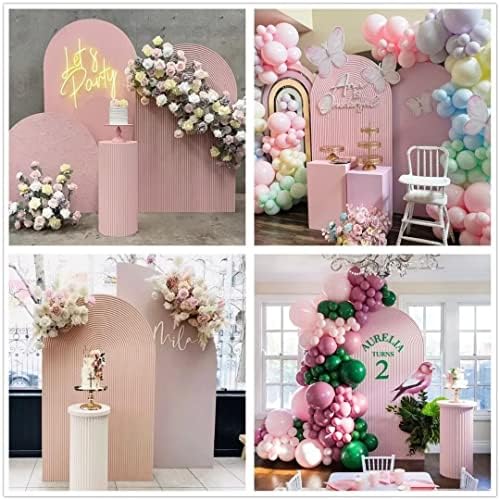 Arch Backdrop Cover Pink Ripples Arched Stretchy Fabric Stand Covers for Birthday Parties Banquet Baby Shower, alternate view