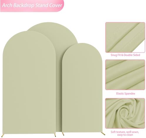 Arch Backdrop Cover Sage Green Cover Stretchy 7.2FT,6.6FT,6FT, alternate view 5