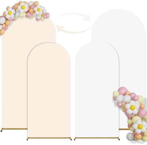 Arch Backdrop Cover Set of 2(6ft/7.2ft) Double Color(White+Cream)