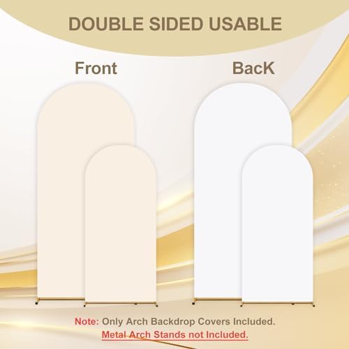 Arch Backdrop Cover Set of 2(6ft/7.2ft) Double Color(White+Cream), alternate view 2