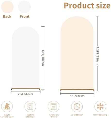 Arch Backdrop Cover Set of 2(6ft/7.2ft) Double Color(White+Cream), alternate view 5