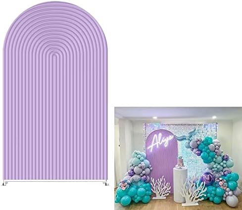 Arch Backdrop Covers Purple Ripples 4X7ft Arched Panels Covers for Wedding Birthday Parties Decorations Banquet
