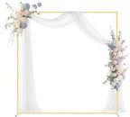 Arch Backdrop Stand, 6.6 x 6.6 ft, Stable Structure, Easy Assembly, Square Gold Metal Arch Backdrop Stand for