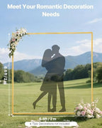 Arch Backdrop Stand, 6.6 x 6.6 ft, Stable Structure, Easy Assembly, Square Gold Metal Arch Backdrop Stand for, alternate view
