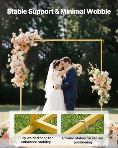 Arch Backdrop Stand, 6.6 x 6.6 ft, Stable Structure, Easy Assembly, Square Gold Metal Arch Backdrop Stand for, alternate view