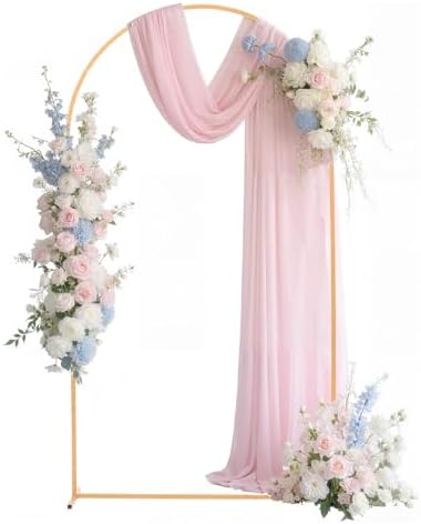Arch Backdrop Stand, 7.2 x 4 ft, Stable Structure, Easy Assembly, 1 Set Gold Metal Arch Backdrop Stand for