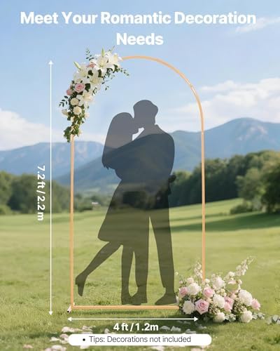 Arch Backdrop Stand, 7.2 x 4 ft, Stable Structure, Easy Assembly, 1 Set Gold Metal Arch Backdrop Stand for, alternate view 2