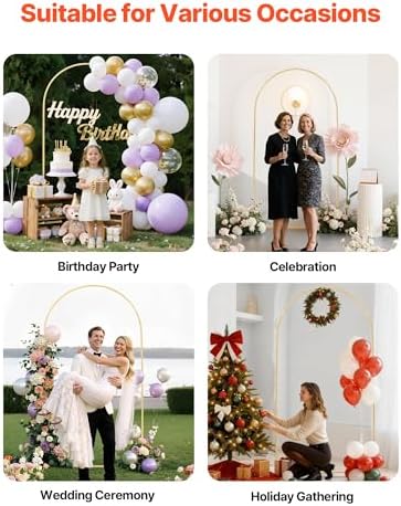 Arch Backdrop Stand, 7.2 x 4 ft, Stable Structure, Easy Assembly, 1 Set Gold Metal Arch Backdrop Stand for, alternate view 6