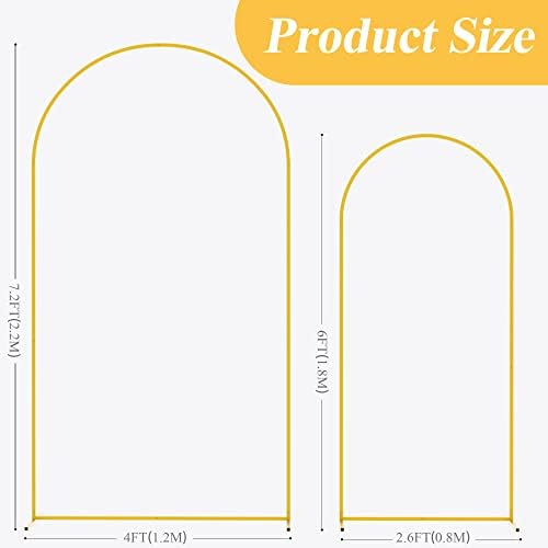 Arch Backdrop Stand, 7.2ft & 6ft, Metal Wedding Arch Stand, Gold in Gold, alternate view 3