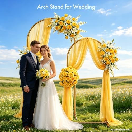 Arch Backdrop Stand 7.2FT/6FT Set, Metal Arch Stand Gold, alternate view 2
