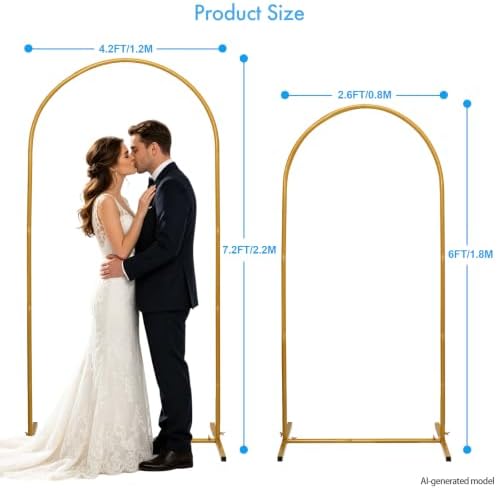 Arch Backdrop Stand 7.2FT/6FT Set, Metal Arch Stand Gold, alternate view 4
