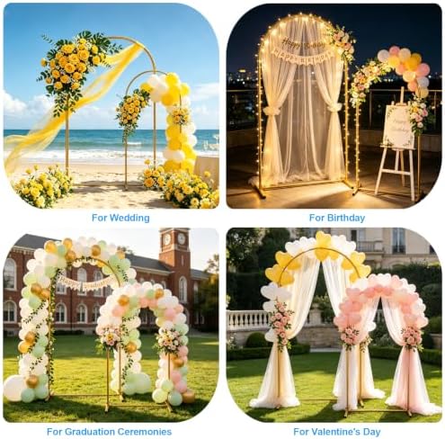 Arch Backdrop Stand 7.2FT/6FT Set, Metal Arch Stand Gold, alternate view 7